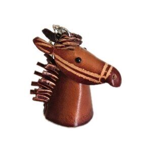 New Brown Horse Western Animal Handmade 3D Leather Key Chain Gift Birthday